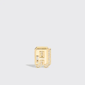 YELLOW GOLD DIAMOND MINI LETTER MONO STUD>Boochier Sale