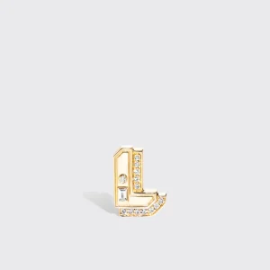 YELLOW GOLD DIAMOND MINI LETTER MONO STUD>Boochier Sale