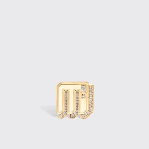 YELLOW GOLD DIAMOND MINI LETTER MONO STUD>Boochier Sale
