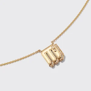 YELLOW GOLD DIAMOND MINI LETTER NECKLACE>Boochier Fashion