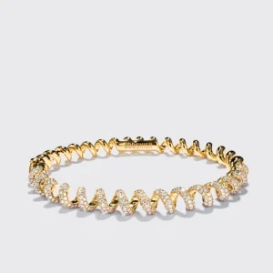 YELLOW GOLD DIAMOND SLINKEE BANGLE>Boochier Online