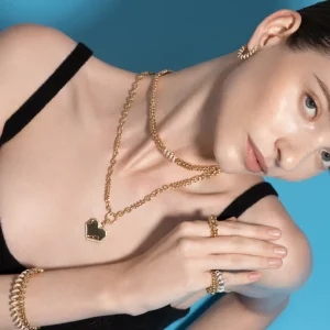 YELLOW GOLD DIAMOND SLINKEE BANGLE>Boochier Online