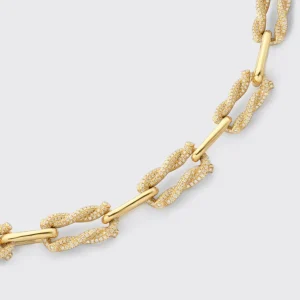 YELLOW GOLD FULL DIAMOND LARGE TIES LINKS NECKLACE>Boochier Best