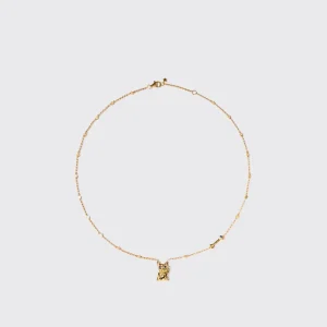 YELLOW GOLD LUCKY PUP DIAMOND NECKLACE>Boochier Online