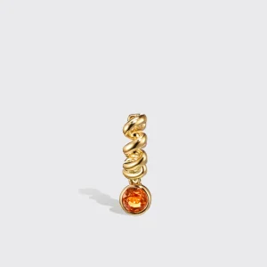 YELLOW GOLD ORANGE SAPPHIRE SLINKEE DROPS EARRINGS>Boochier Outlet