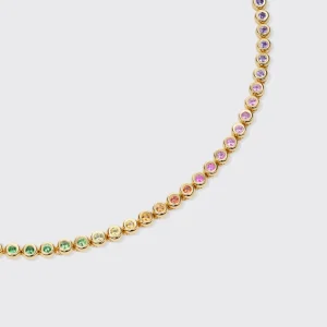 YELLOW GOLD RAINBOW SAPPHIRE SLINKEE CLIP NECKLACE>Boochier Sale