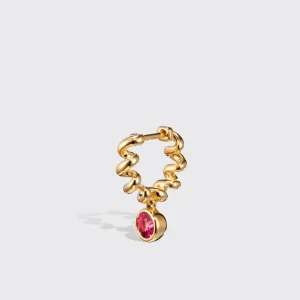 YELLOW GOLD RUBELLITE SLINKEE DROPS EARRINGS>Boochier Sale