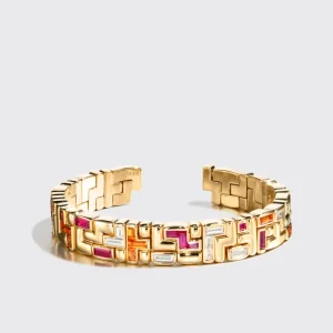 YELLOW GOLD SAPPHIRES & DIAMONDS ARCADE BANGLE>Boochier Discount