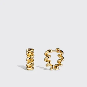 YELLOW GOLD SLINKEE HUGGIE EARRINGS>Boochier Hot
