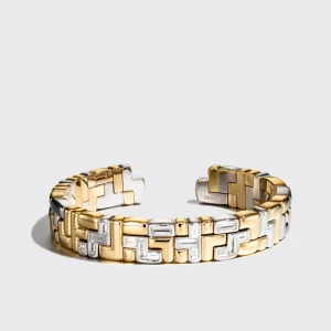YELLOW GOLD-WHITE GOLD DIAMOND ARCADE BANGLE>Boochier Discount