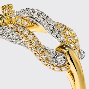 YELLOW GOLD-WHITE GOLD FULL DIAMOND TIES BUCKLE RING>Boochier Best
