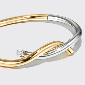 YELLOW GOLD-WHITE GOLD TIES BANGLE>Boochier Best