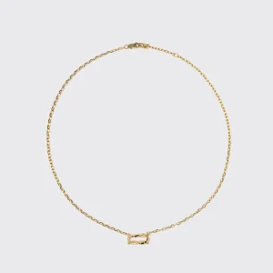 YELLOW-GOLD HALF DIAMOND TIES CHAIN NECKLACE>Boochier Online