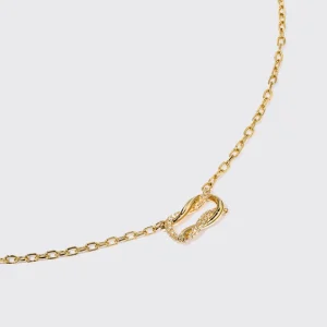 YELLOW-GOLD HALF DIAMOND TIES CHAIN NECKLACE>Boochier Online